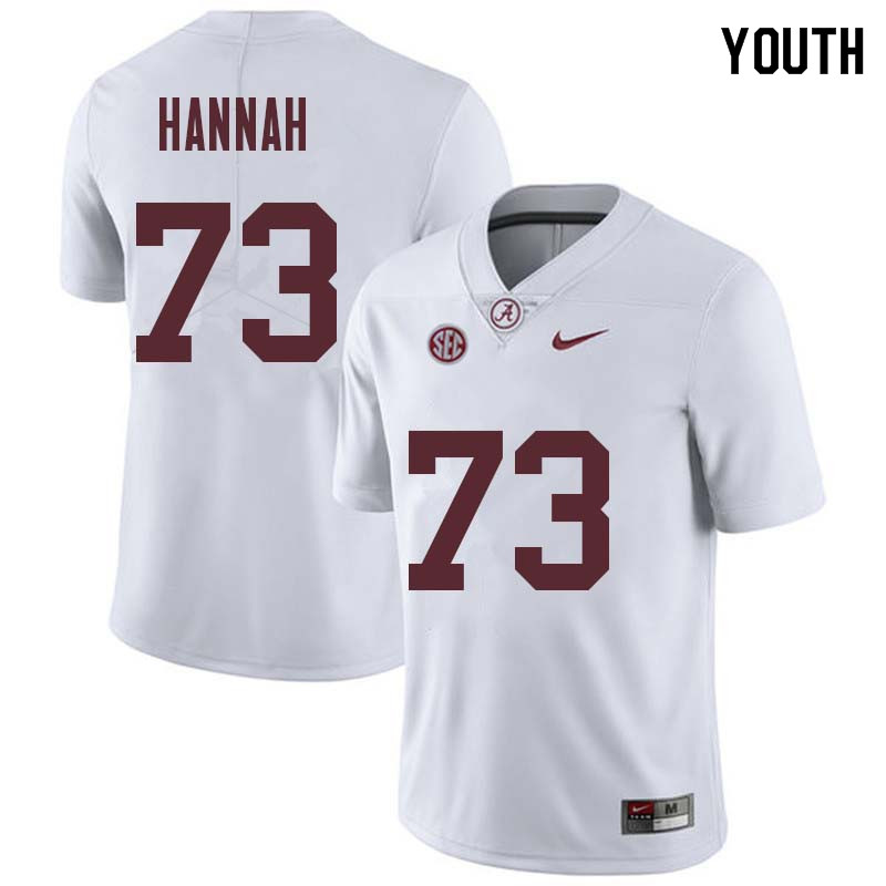 Youth #73 John Hannah Alabama Crimson Tide College Football Jerseys Sale-White